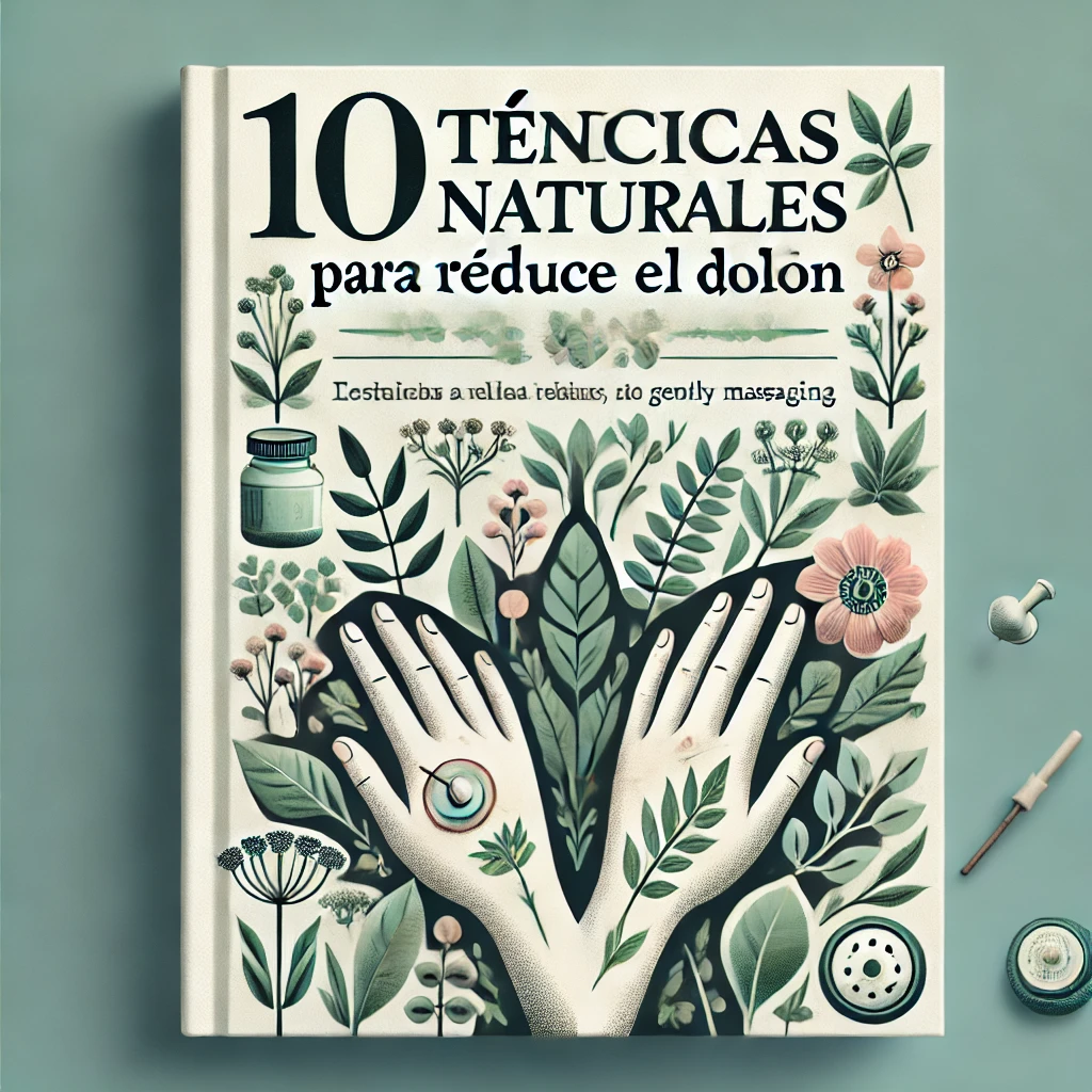 DALL·E 2024-11-01 16.48.15 - Create a high-quality square (Instagram-friendly) book cover for '10 Técnicas Naturales para Reducir el Dolor'. Ensure the title is clearly written in