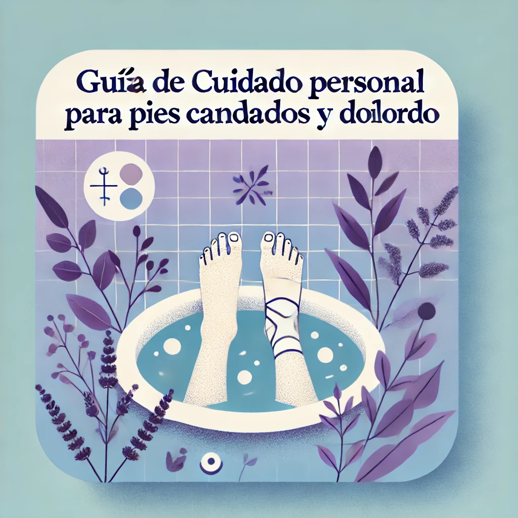 DALL·E 2024-11-01 17.07.11 - Create a high-quality square (Instagram-friendly) book cover for 'Guía de Cuidado Personal para Pies Cansados y Doloridos'. Ensure the title is clear