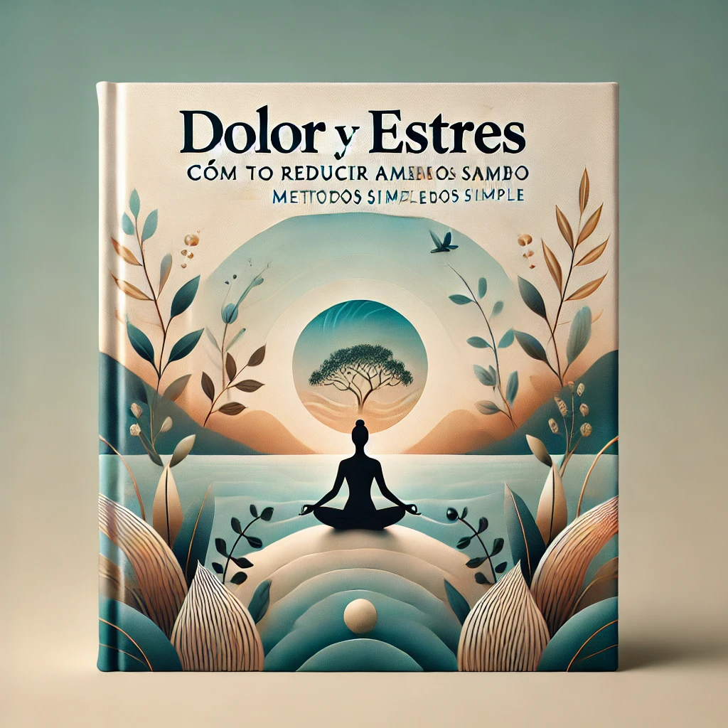 DALL·E 2024-11-01 17.15.34 - Create an improved high-quality square (Instagram-friendly) book cover for 'Dolor y Estrés_ Cómo Reducir Ambos con Métodos Simples'. Ensure the title